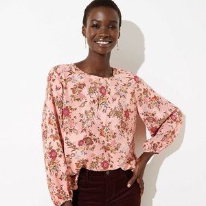 🆕 LOFT Petite Floral Draped Sleeve Top XXSP